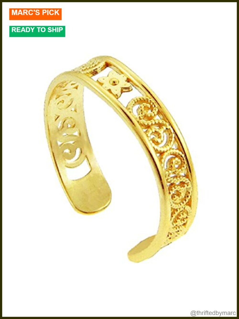 10K Solid Gold Floral Toe Ring for Women, Handcrafted in USA, Unisex Gift